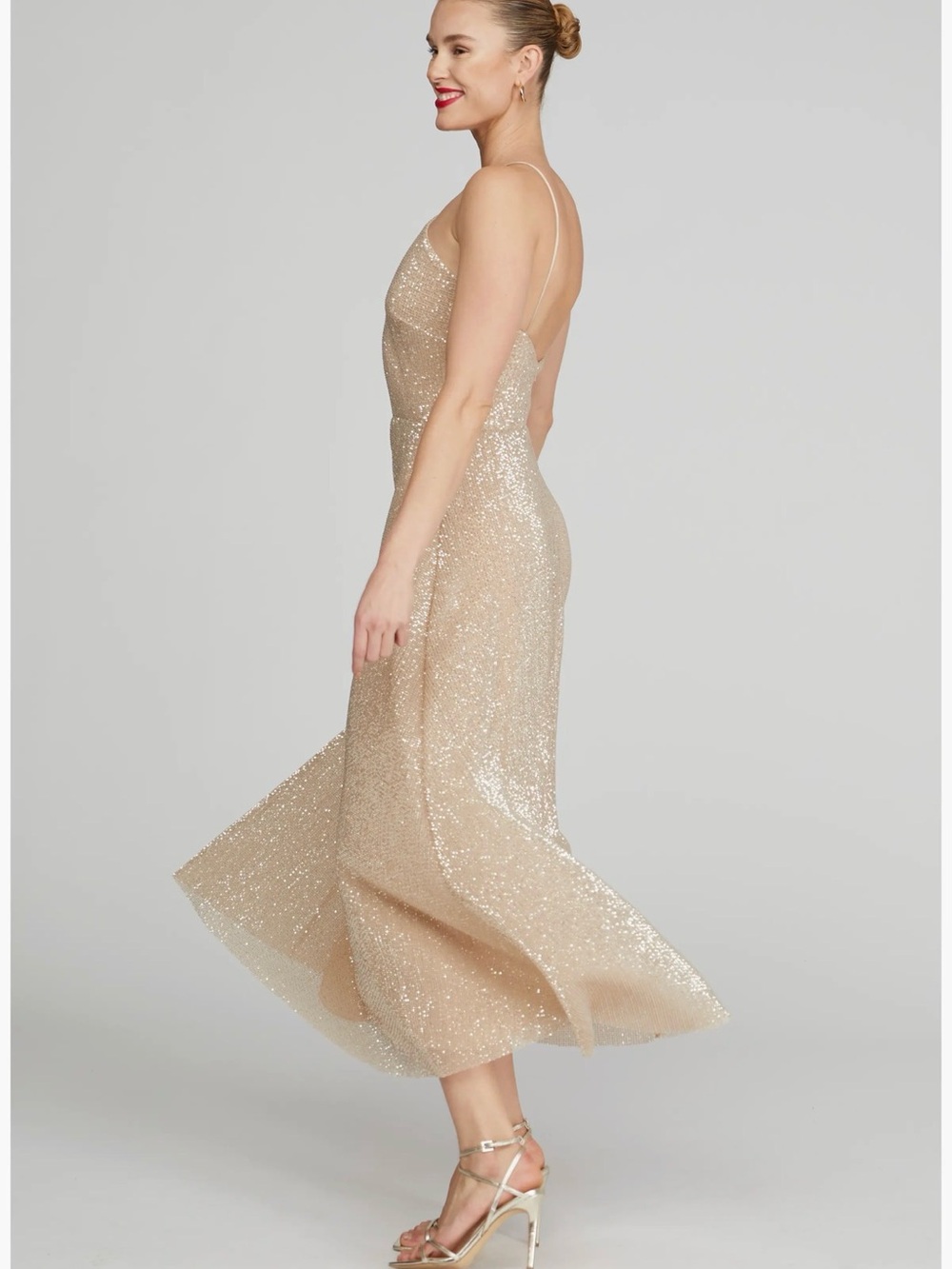 Halston Denise Sequin Sleeveless Gown sz 14 - Picture 3 of 3